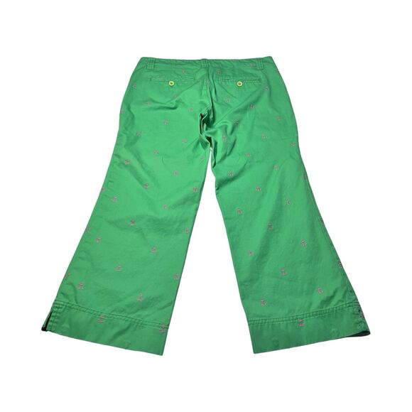 Lilly Pulitzer Palm Beach Fit Size 4‎ Green Capri Pants Pink Anchors Embroidered - Picture 5 of 5